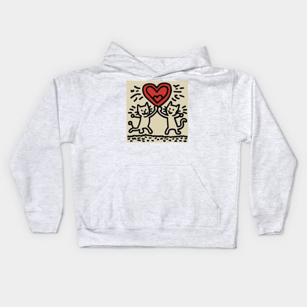 Funny Keith Haring, cats lover Kids Hoodie by Art ucef